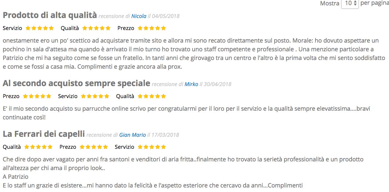recensioni parrucche online